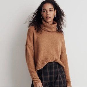 Madewell Sadler Turtleneck Sweater Heather Camel Brown, XS